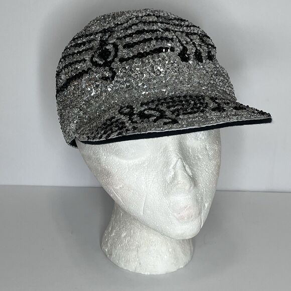JC Brand Silver Black Sequin Music Notes Treble Clef Teacher Baseball Cap Hat OS main image 4